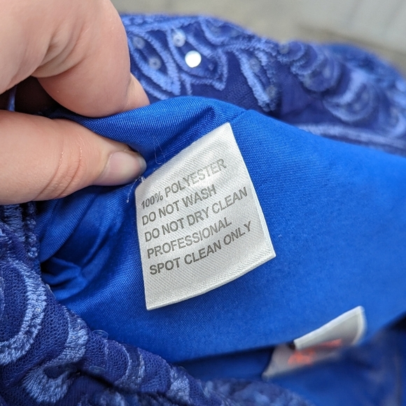 JJ's House Blue A-line Scoop Short/Mini Chiffon Formal Dress With Beading - Picture 10 of 12